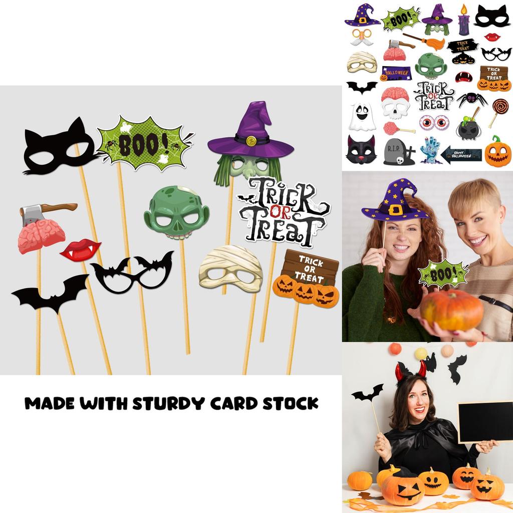 Halloween Photo Booth Props 30pcs Paper Party Decor For Themed Events