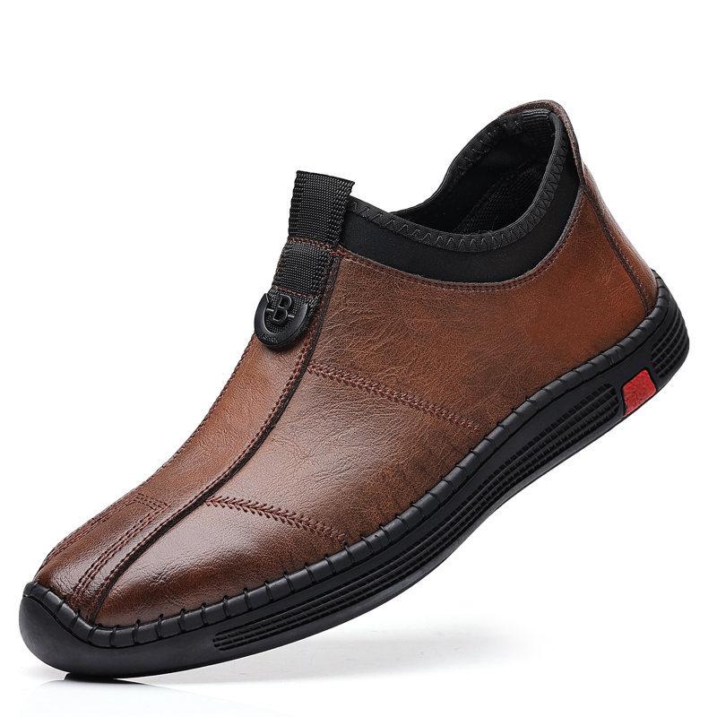 Men's casual leather shoes new leather velvet warm men's medium and low-top cotton shoes breathable sports single shoes dad shoes