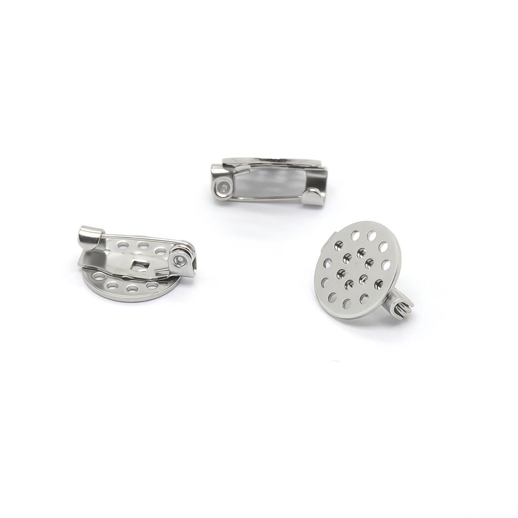 Round Hole Tray Brooch - 304 Stainless Steel DIY Jewelry Pin Base