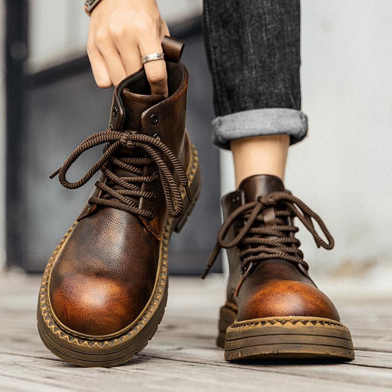Móda Žhavé Podzimní a zimní pánské boty Retro klasický britský styl Denní outdoorová motorka Kvalita Business Office Kůže Sh