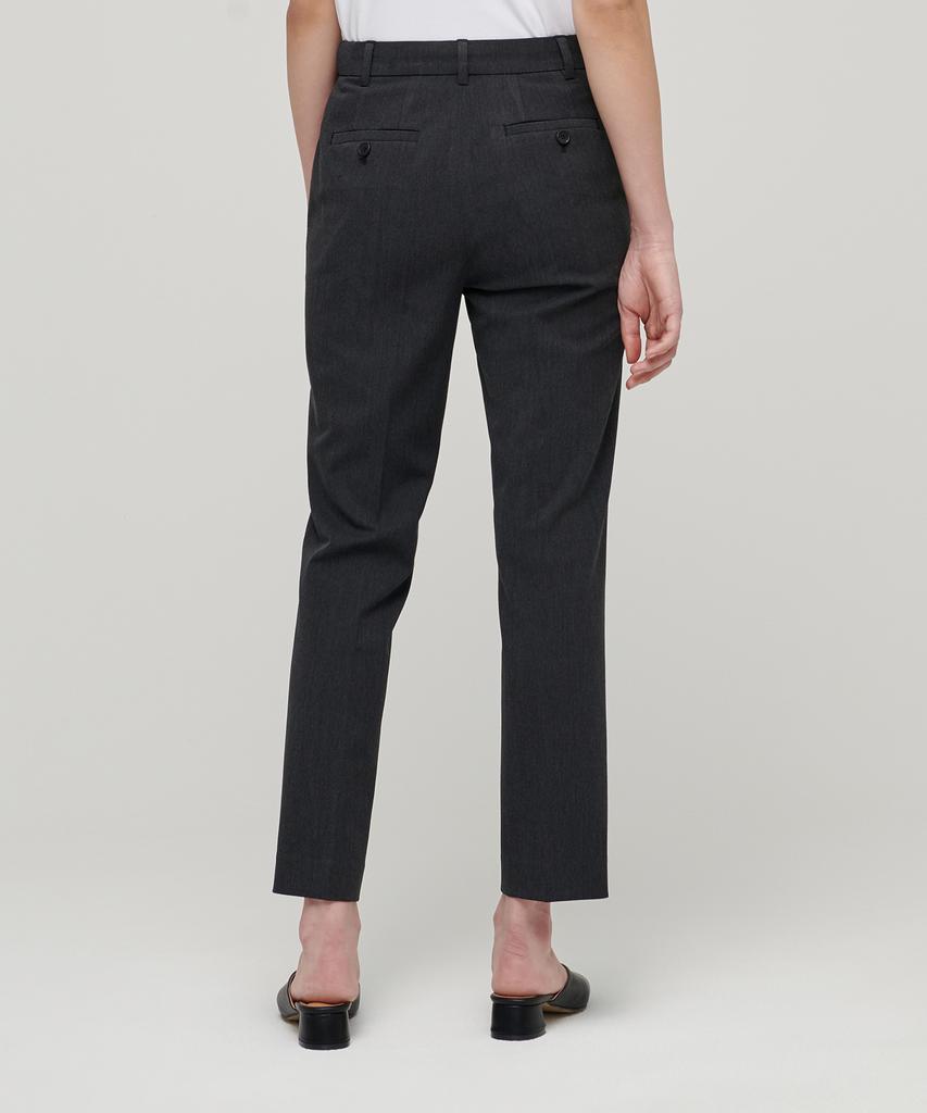 MUSINSA STANDARD WOMAN Women'S Slim Straight Hidden Elastic Waist Slacks [Charcoal Gray]