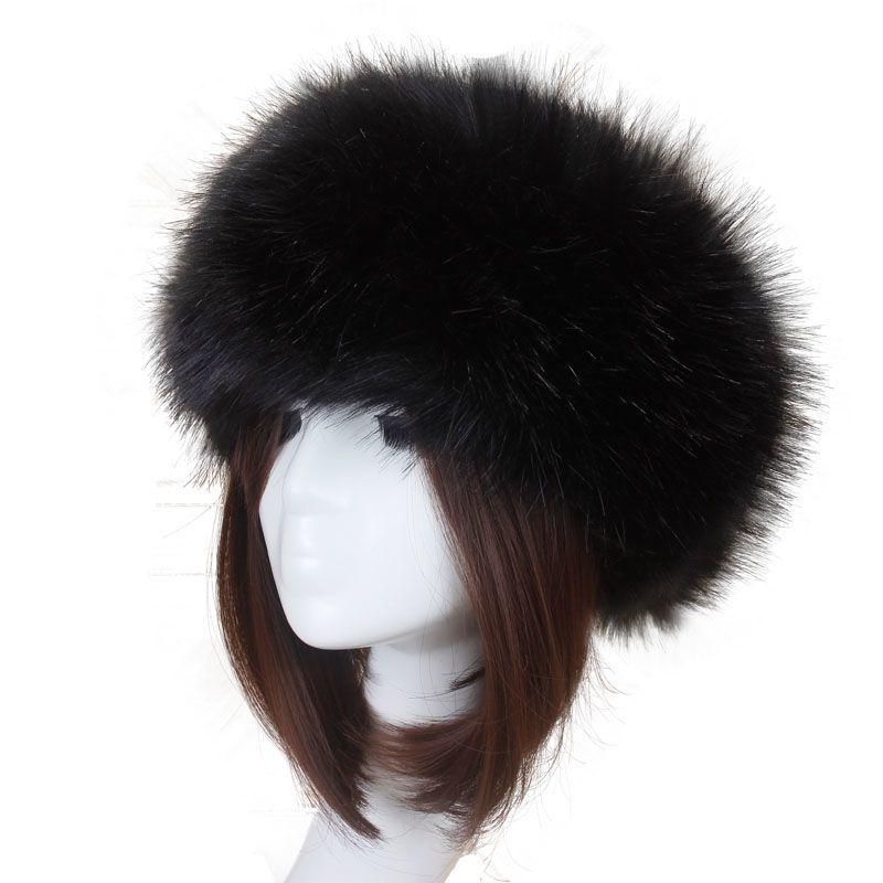 Women's Hat Faux Fox Fur Headband Hat Autumn and Winter Warm Headband Hat Plush Open Top Hat