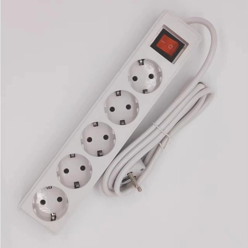 2/3/5Meters Cord EU Power Strip with ON/OFF Switch Flat Adapter Portable Extension Socket  Russia