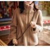 Autumn and Winter Stand-up Collar Fleece Thickened Warm Jacket Casual Zipper Cardigan Coral Fleece Sweater Women's Tide