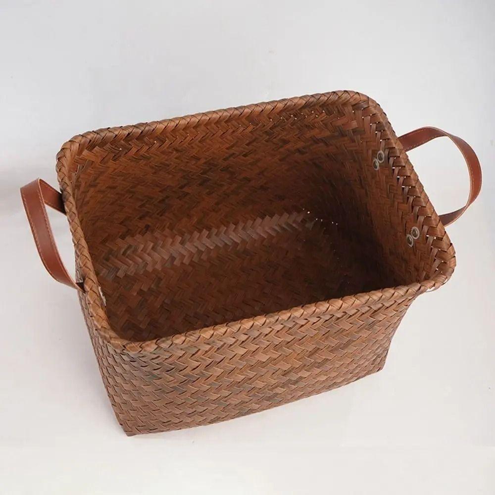 38cm Dirty Clothes Basket Square Laundry Hamper Convenient Hand Woven Storage Basket  for Towel