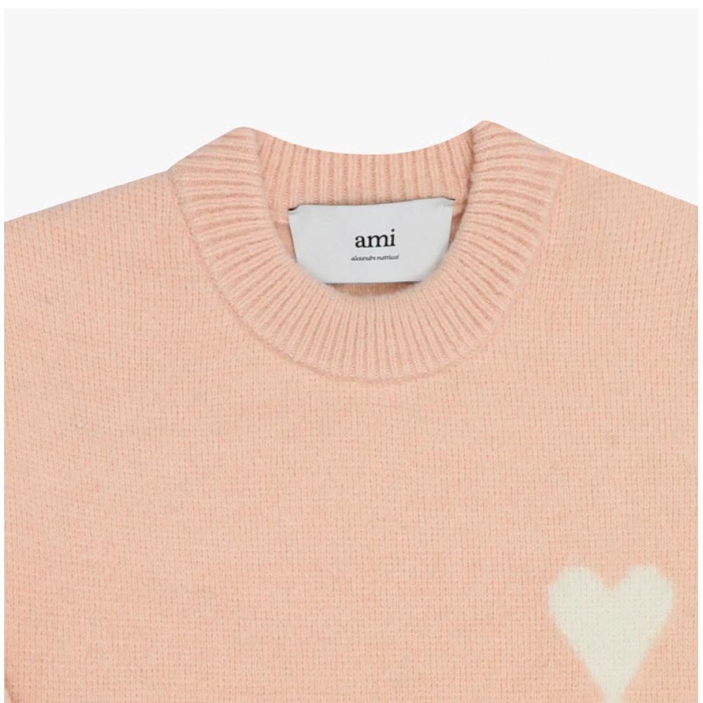Ami Big Heart Logo Intarsia Knit Unisex Kn0135 6807