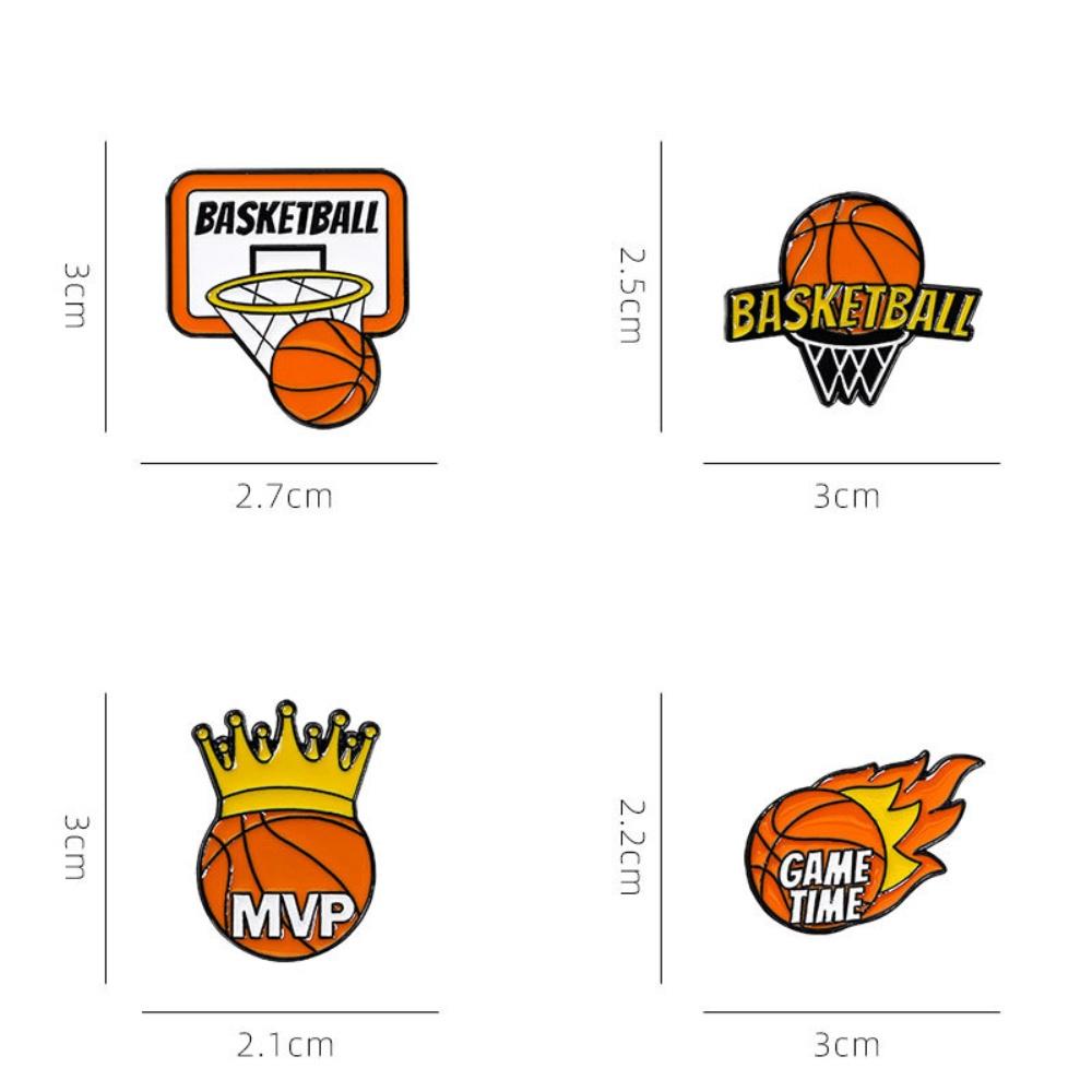 1pc Creative Basketball Enamel Brooch Flame Game Time MVP Crown Basketball Sport Metal Badge Punk Clothing Lapel Pins Jewelry