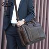 Jiameida Retro Leather Men's 17-Inch Briefcase and Handbag