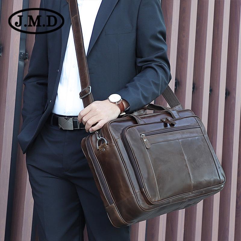 Jiameida Retro Leather Men's 17-Inch Briefcase and Handbag