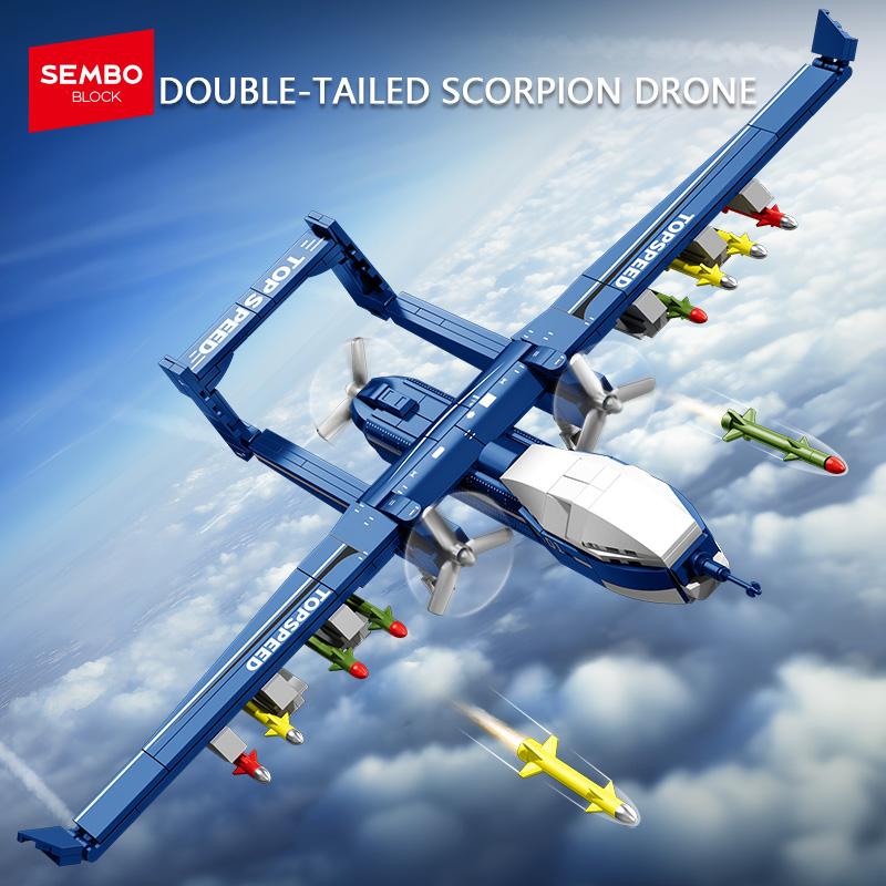 Non-Toxic Sembo Block Military Aircrafts Assemblage Building Blocks Moc Fighter Model Bricks Kit Ornament Toys Kids For Children Holiday Gifts