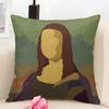Mona Lisa Cushion Cover Natural Linen Organic Fabric DoubleSided Printing Couch Pillow Covers Home Decor
