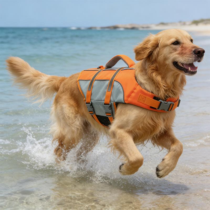 Convenient and Safe Dog Life Jacket with Rescue Handle - Outdoor Pet Swimsuit