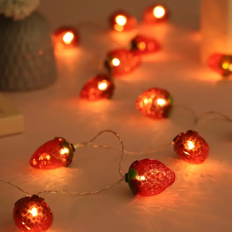1PC 10/20/30/40 LED Strawberry Fairy Lights Battery Operated Fruit String Lights For Indoor Outdoor Bedroom Holiday Decoration