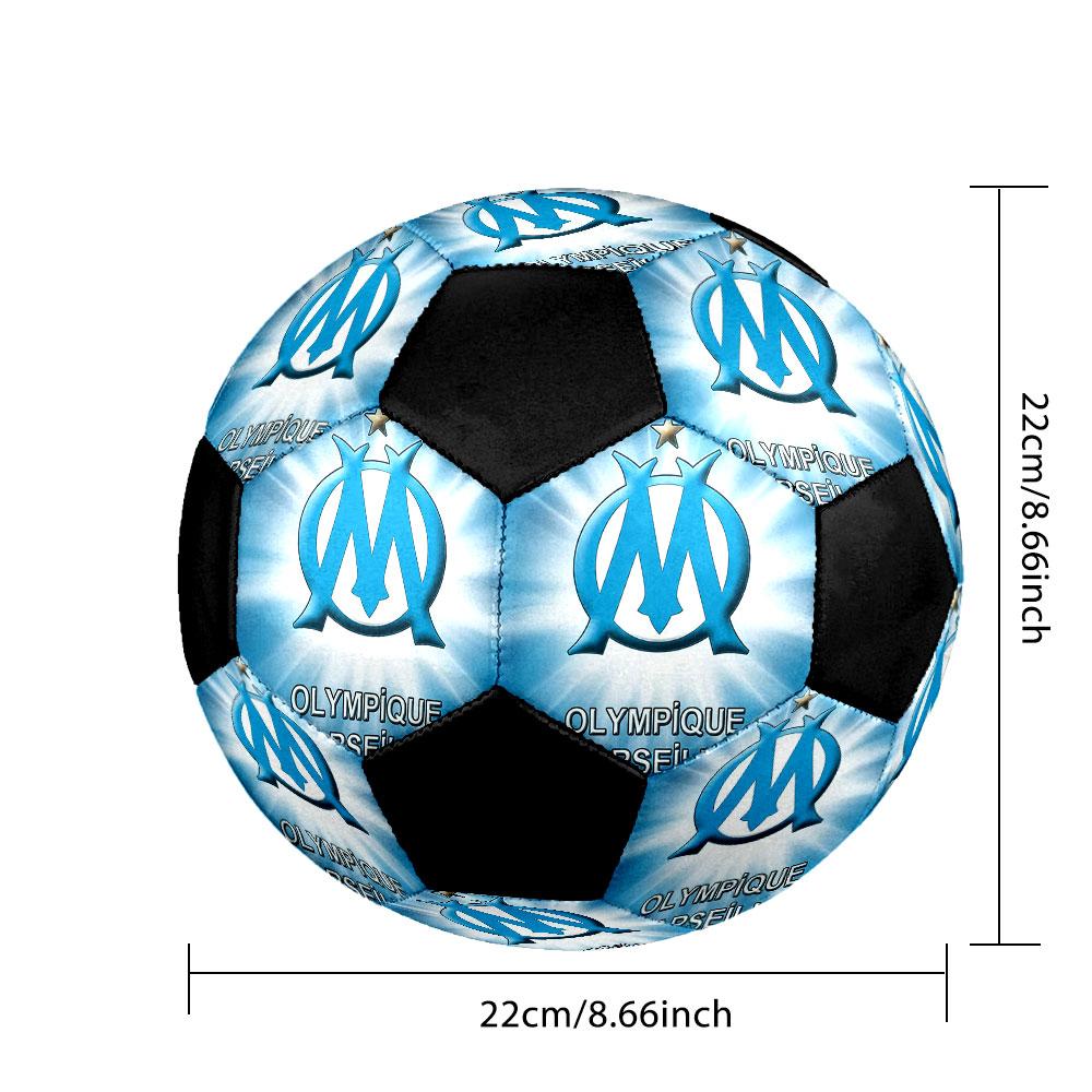 1PC Olympique De Marseille Size 5 Soccer Ball PrahaIndoor Soccer Ball Colorful All Ages Machine Stitched PVC Competition Ready Durable High-Bounce