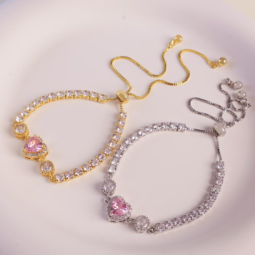 Bracelet Colorful Love Zircon Bracelet Light Luxury High-end Pull-out Bead Adjustable Bracelet Exquisite and Versatile Girlfriend Model