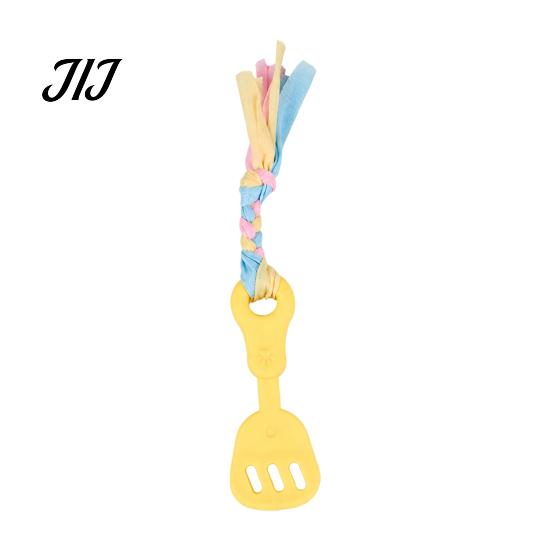 Teeth Cleaning Toys for Small Dogs Spatula Shaped Dog Chew Toy with Braided Fabric Rope, Interactive Puppy Teething Pet Molar Bite Toy, Medium Stress
