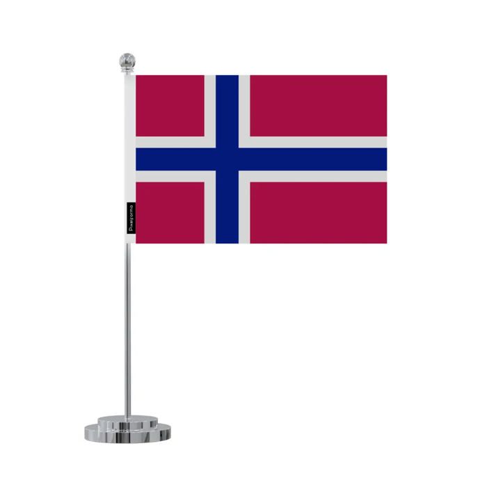 Drapeau de bureau - Norvège - 14 x 21 cm - Polyester - Impression recto/verso - Acier inoxydable