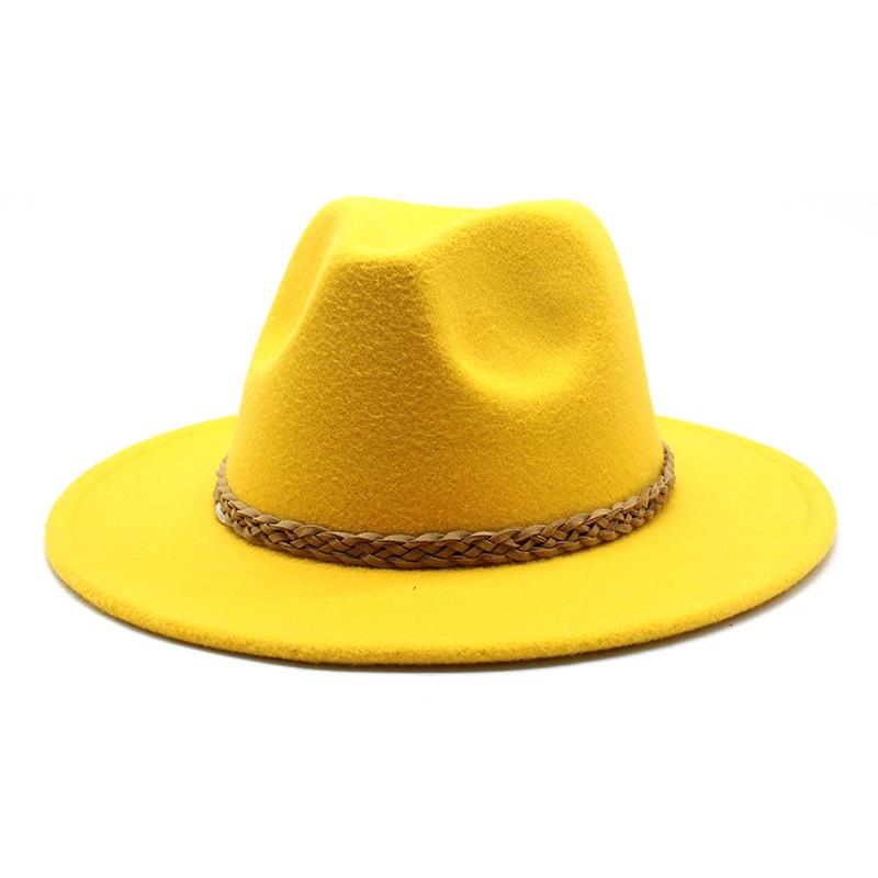 Woolen Jazz Hat Retro Classic Flat Hat Big Eaves Hat Top Hat Felt Hat