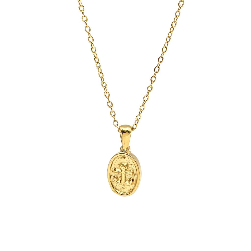 Edelstahl Retro Anker Anhänger Halskette - Vielseitige Leichte Luxus Schlüsselbein Kette für Damen
