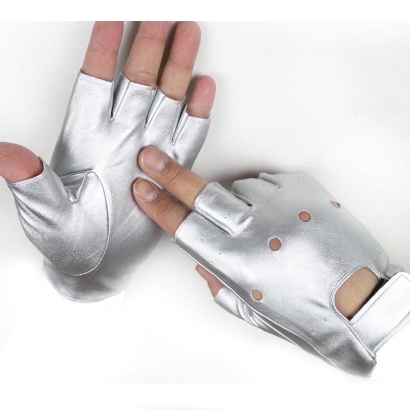 Men's Faux Leather Fingerless Gloves for Dance & Nightclub Performances