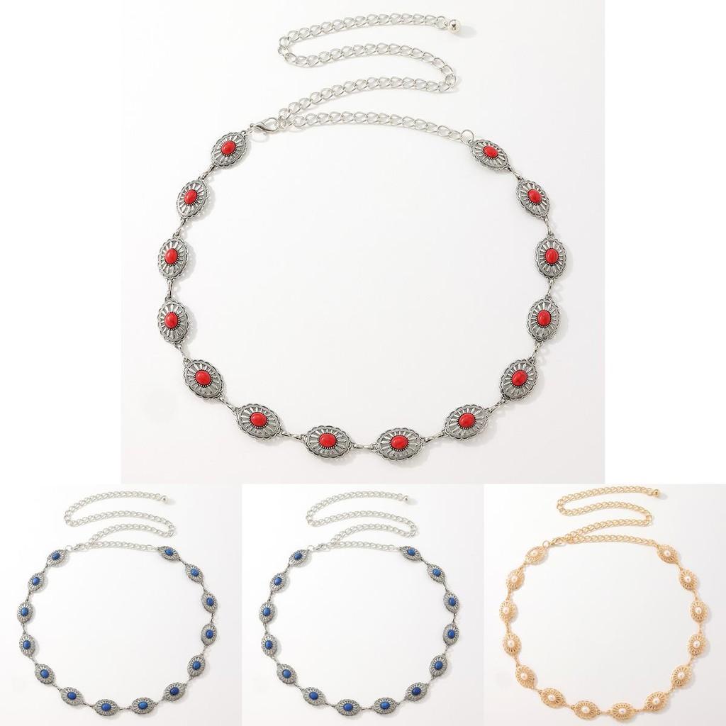 Elegant Metal Waist Belt For Women With Pearl Inlay And Lobster Clasp For Party Wear