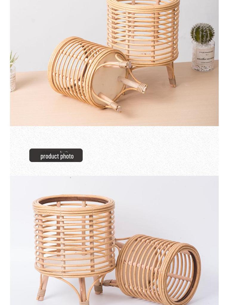 Nordisches Blumentopfregal aus Rattan, handgewebter, bodenstehender Pflanzenständer für Wohnzimmer, Balkone, Hotels und Privatunterkünfte – kreatives Dekor.