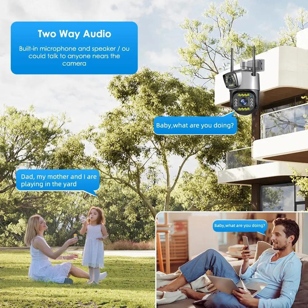 New EU Dual Lens 4G IP Camera WiFi 8MP 4K Surveillance Camera Wireless Outdoor Smart Home Night Vision Digital Zoom CCTV Camera