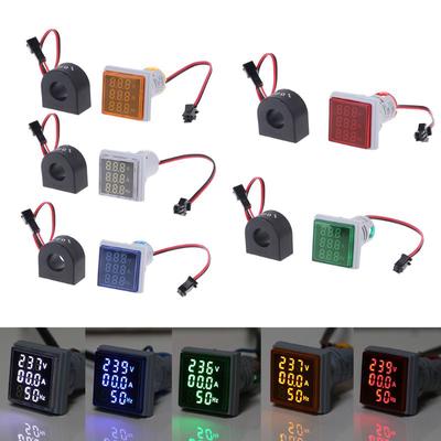 3in1 AC Voltmeter Ammeter Hz Current Frequency Panel Meter Indicator Digital Voltage Amp Hz Led Lamp Square Signal Light with CT