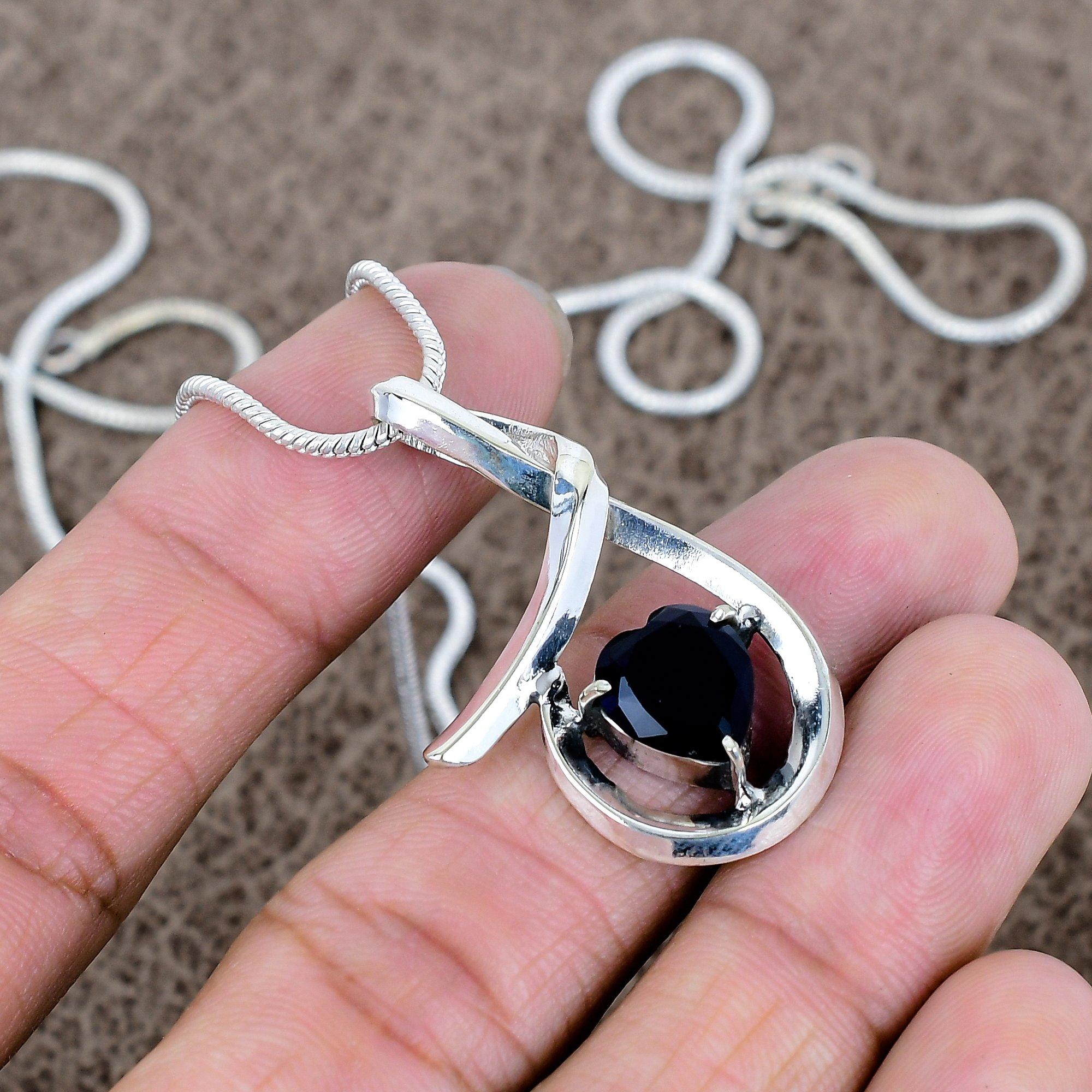 

Black Spinel Gemstone Handmade 925 Sterling Silver Jewelry Pendant 1.65 KKG-576