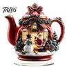Retro Christmas House Centerpieces Acrylic Table Decoration, Double-sided Winter Snow Village/Candle/Teapot Ornament European Style Ornaments