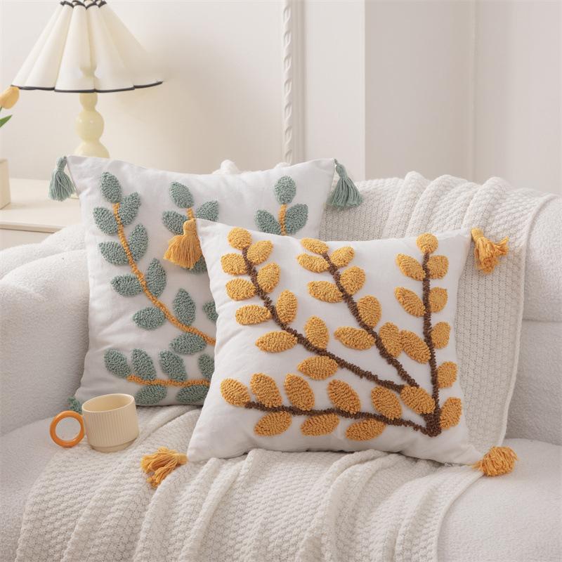 Moroccan Sofa Throw Embroidered Throw Pillowcase Cojines Boho Cotton Linen Decor Cushion Cover Headboard Pillowcases 45x45cm