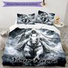3pcs Custom Name Ghost Rider Mist Bedding Set Printed Bedding Set Duvet Cover Closure Includes 1 Duvet Cover & 2 Pillowcases Bedroom Decor