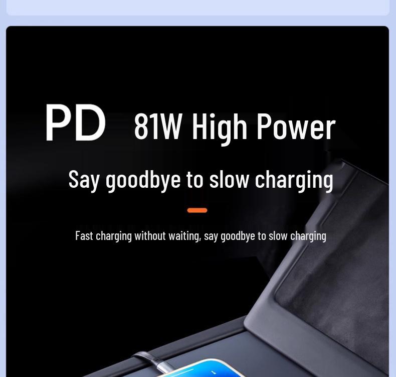 Příslušenství pro osvěžení modelu Tesla 3/Y, výsuvný dok s rychlonabíjením PD pro středovou konzoli.