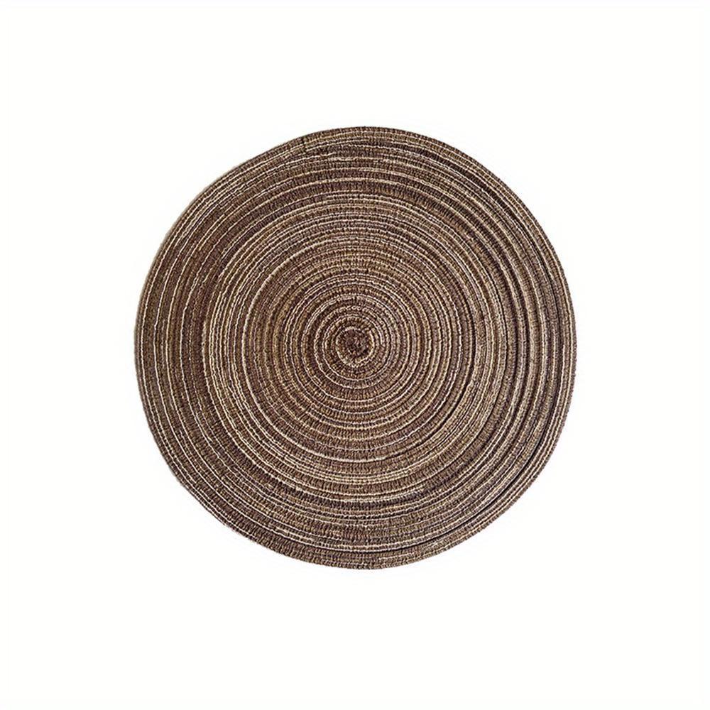 Round Woven Ramie Table Mat Anti-Slip Placemats for Dining Table, Non-Slip Pads for Tableware and Bowls, Kitchen Coasters for Drink Cups