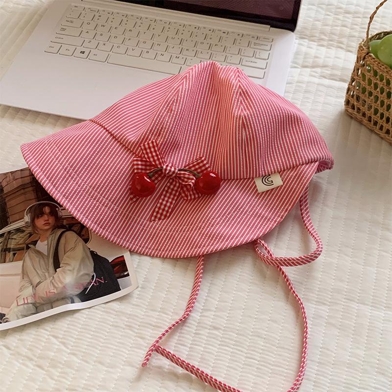 

Милая шляпа-панама с бантиком и вишней, быстросохнущая, женская, летняя, тонкая, универсальная, дышащая, полосатая, от солнца, шляпа-ведро Average size (55-59cm) красный