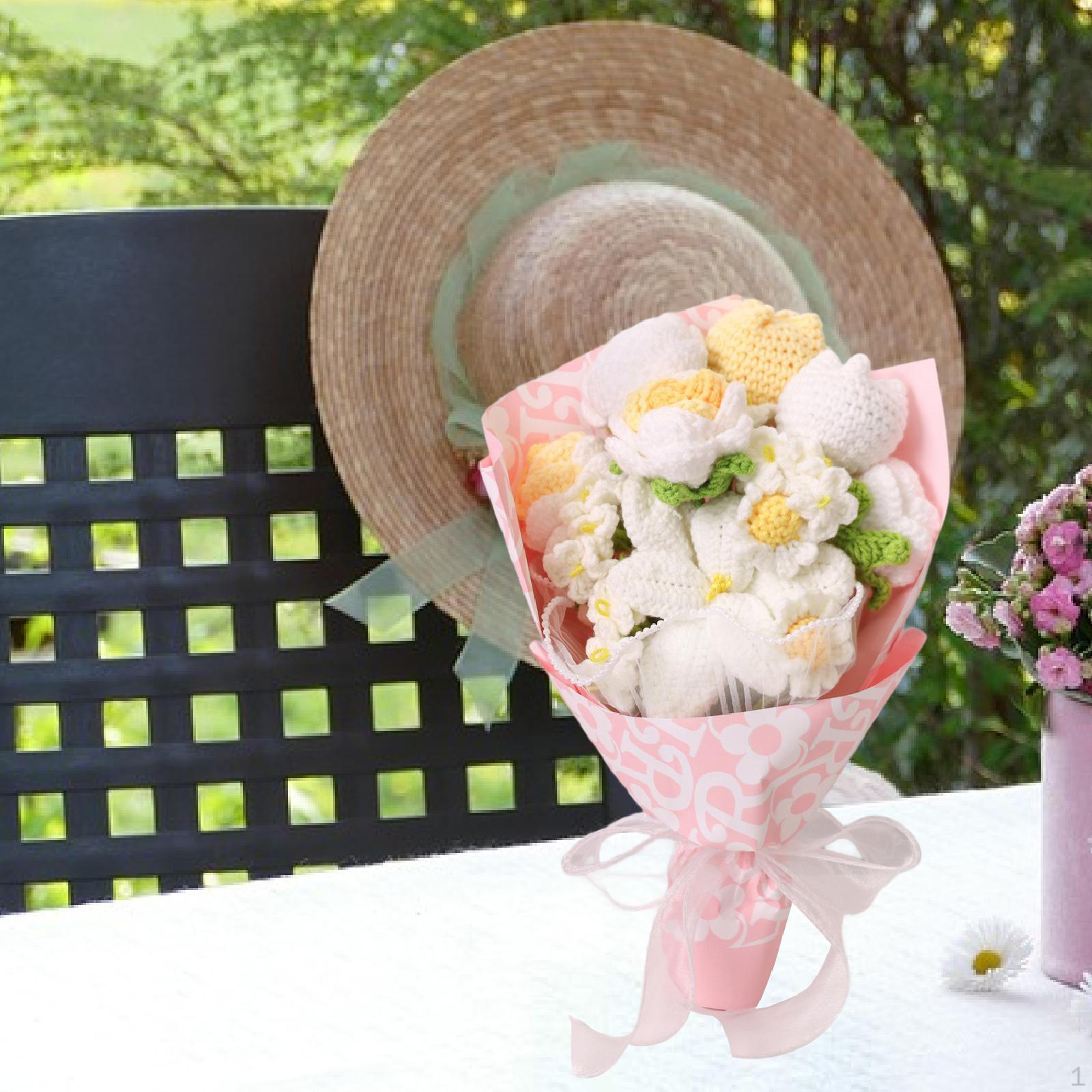 

Букет цветов крючком искусственный 13,78 дюймов высота ручной работы вязаный подарок Style A