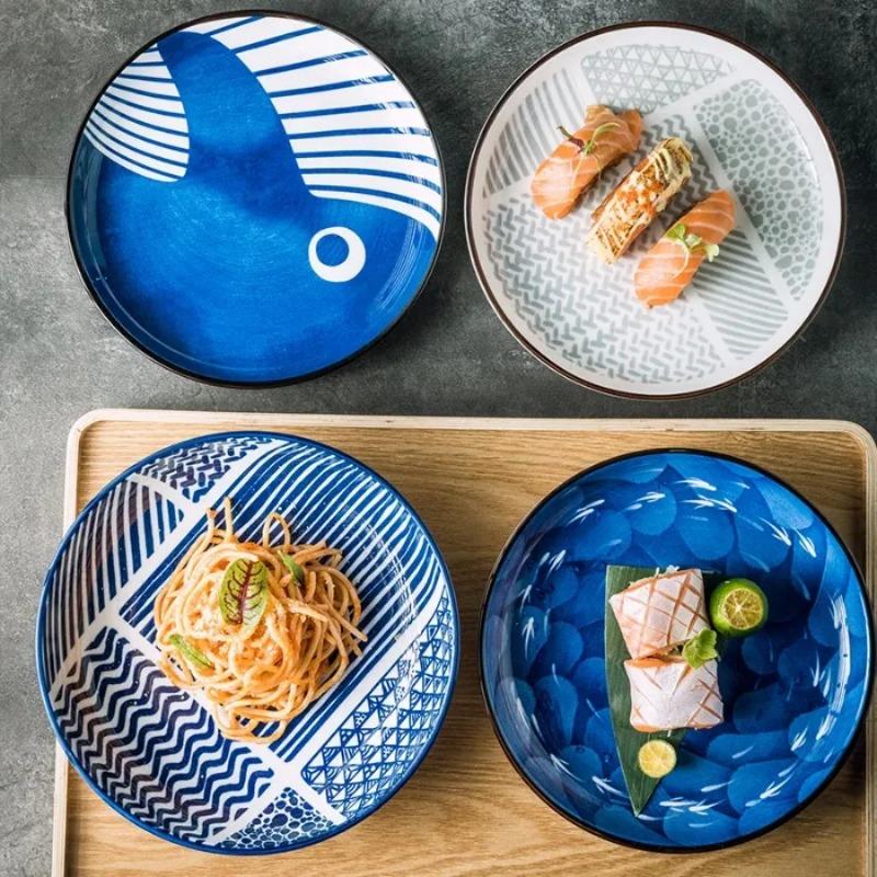 Creative Japanese Ceramic Plate Household Turnip Plate Deep Plates Shallow Plate Turnip Dish Restaurant Hotel Tableware Cooking