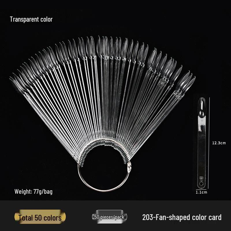 

50-Piece Oval Nail Art Fan Color Palette - Transparent & Nude Practice Nails
