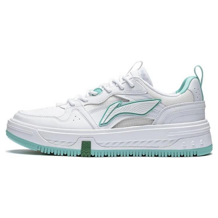 New LiNing Anti-Slip And Wear-Resistant Height Increasing Low-Top Skateboard Shoes Men's White Cyan AGCT143-1