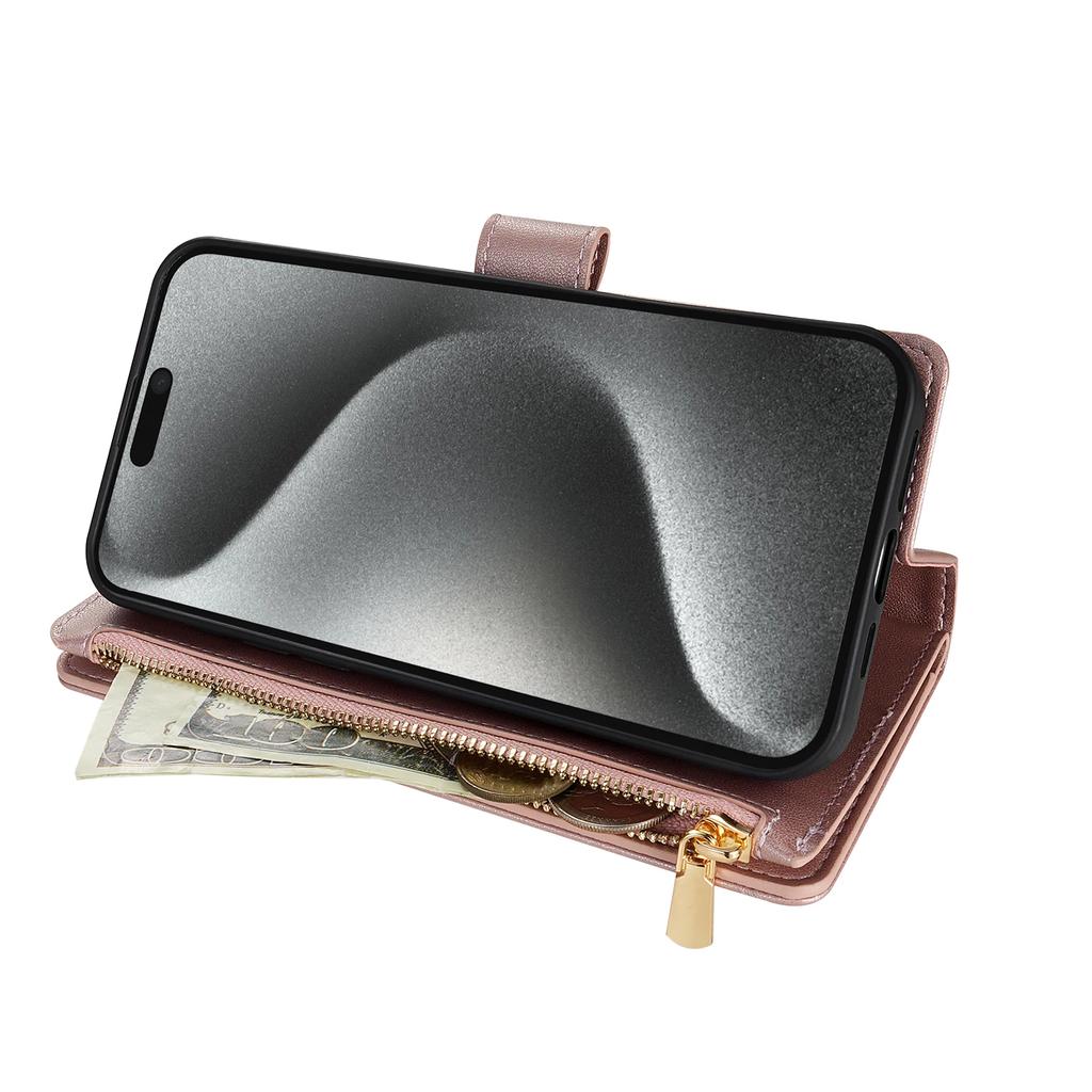 Crossbody Zipper Cards Solt Wallet Leather Case For iPhone 16 Pro Max 15 Plus 14 13 12 11 SE4 XR XS X Lanyard Bag Purse Cover