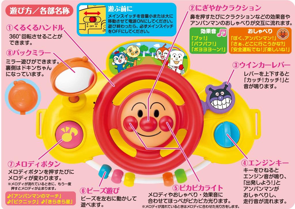 Anpanman Lots of Talk Outing Melody Handle Main Unit, Attachment Belt X 2