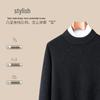 Herren Pullover aus 100% Lammwolle, thermisch, mit halbem Stehkragen