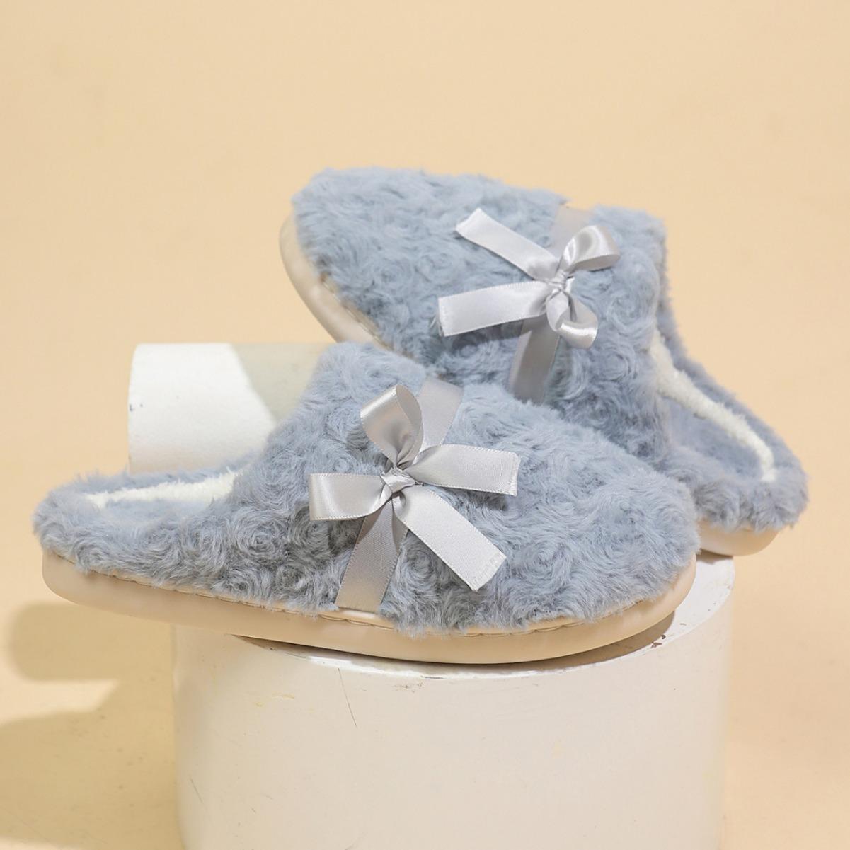 

Модные осенние и зимние теплые плюшевые тапочки для дома теплые хлопковые тапочки зимние толстые хлопковые тапочки 42-43fit26cm светло-синий