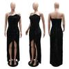 Women's Sequined Evening Dress Sexy Strapless Irregular Dress