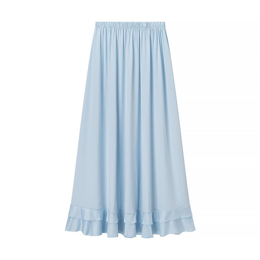 European & American Style Romantic Lace-up Ruffle Top and Long Skirt Set