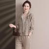Fengxiao Women's Hooded Cardigan Casual Two-Piece Set
