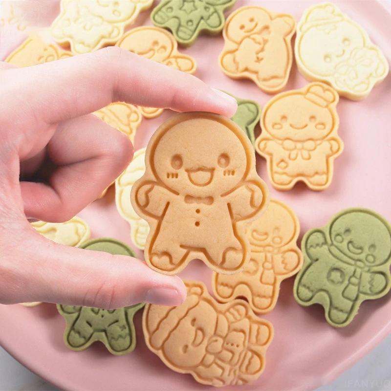 8 Stück/Set Weihnachtsplätzchenausstecher Lebkuchenmann Keksform Neujahrsparty Fondant Backdekorationswerkzeug DIY Kuchen Dekoration