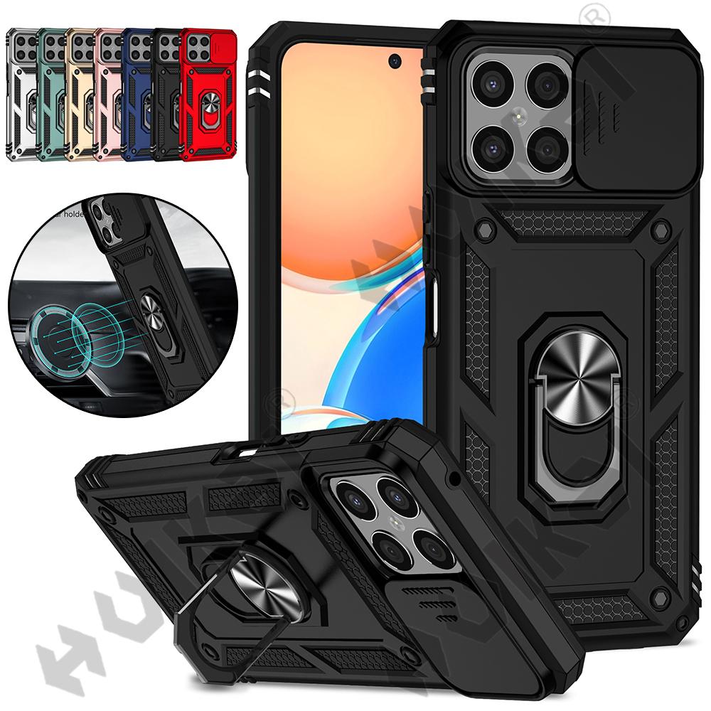 

Чехол Funda для чехола Honor X8 X7 2022 360 градусов кольцевой кронштейн слайд-объектив камера Дежурная броня Прочная военная крышка