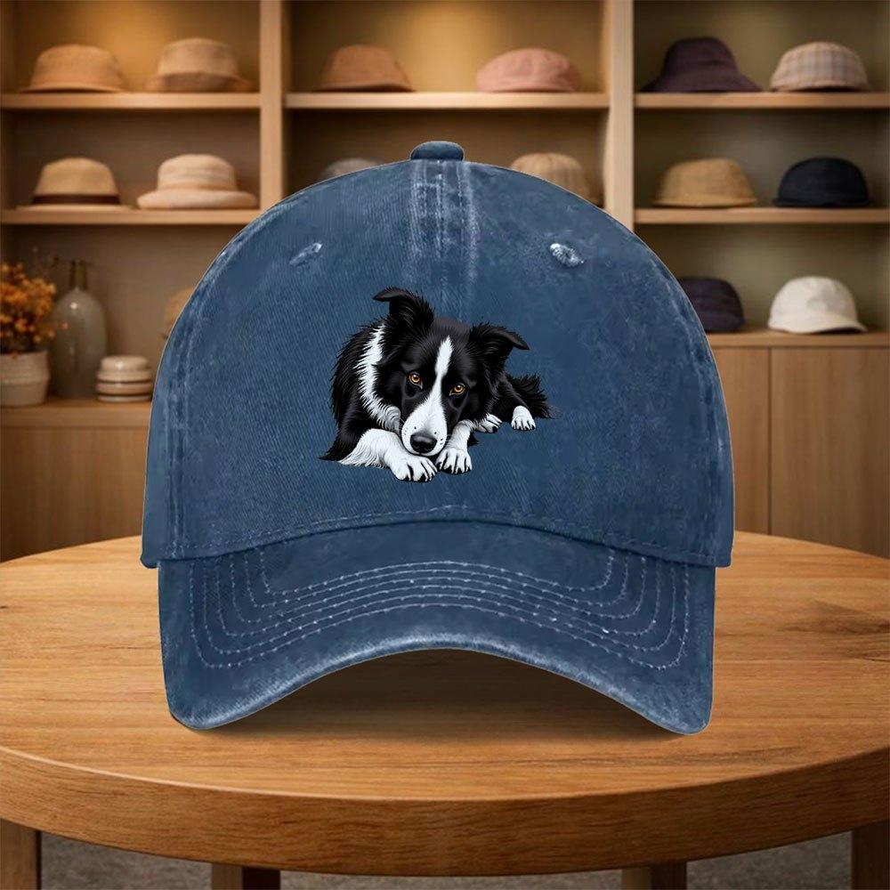 Leichte Baseballkappe im Streetstyle mit Border Collie Hundemuster-Design, geeignet für alle Jahreszeiten, für Partys, Picknicks, Cam