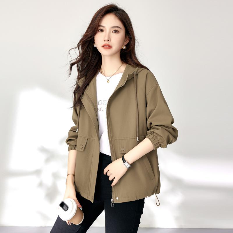 Short coat women's spring and autumn new fashion small thin trench coat large size casual age-reducing top